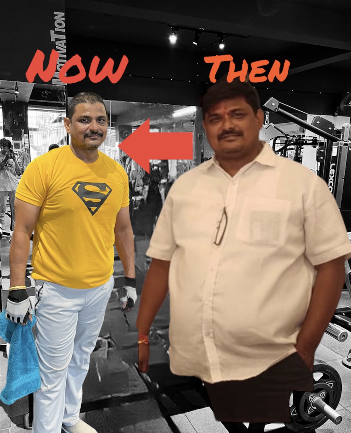 Male student before and after transformation