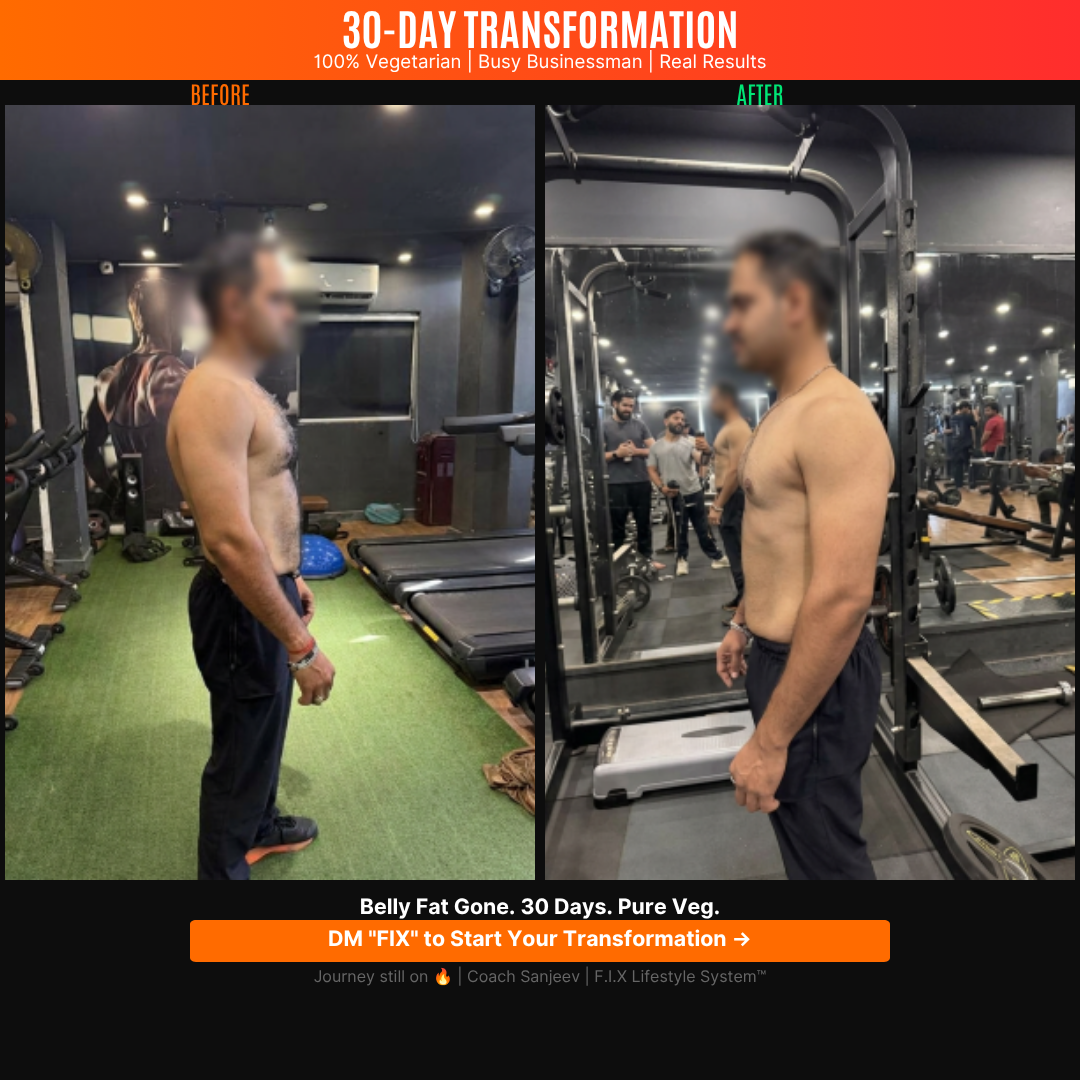 30-day transformation side view — belly fat gone